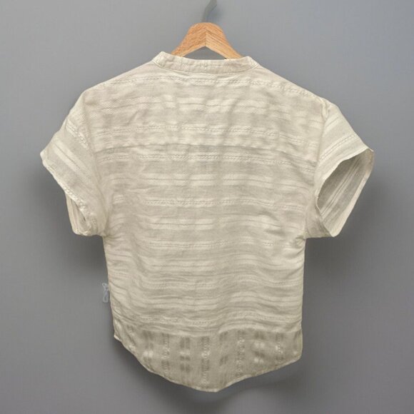 Karen By Simonsen White Cotton Blouse, Size XS, V-Neck, Short Sleeve, Lightweigh - Picture 6 of 9